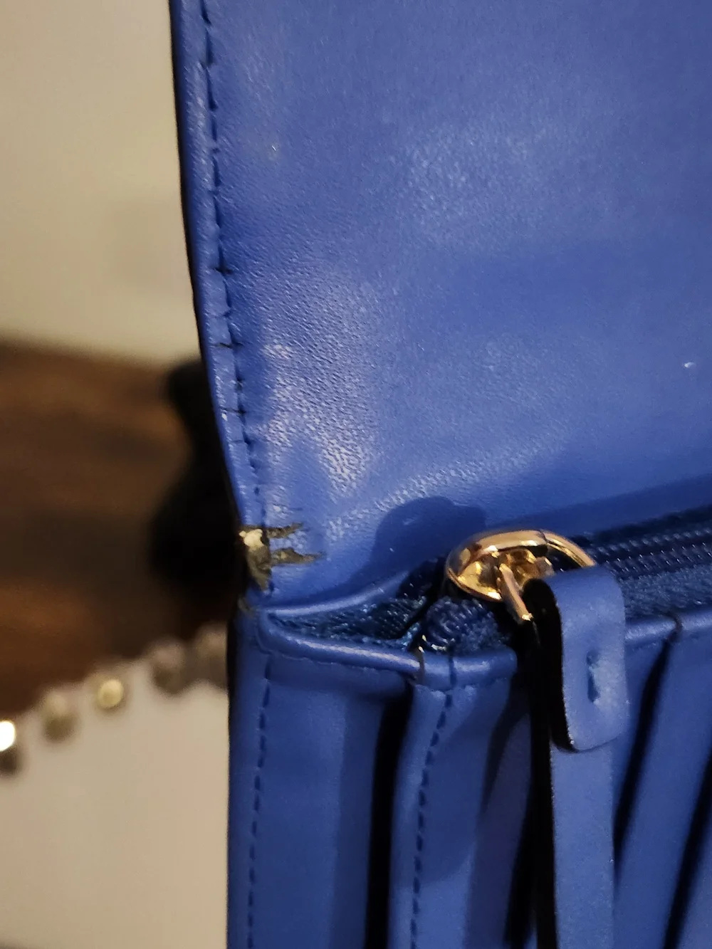 kate spade cobalt blue pebbled leather Tri-fold wallet